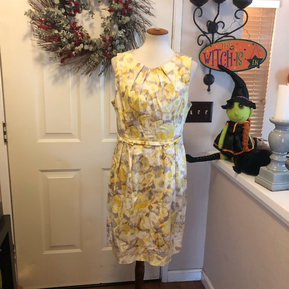 Yellow Eliza J New York Sweet Floral Midi Dress - Picture 1 of 8